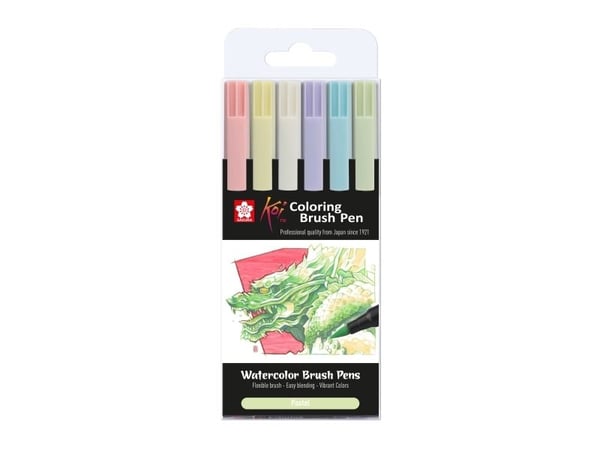 Sakura Koi färgläggningsmarker set Pastell | 6 färger
