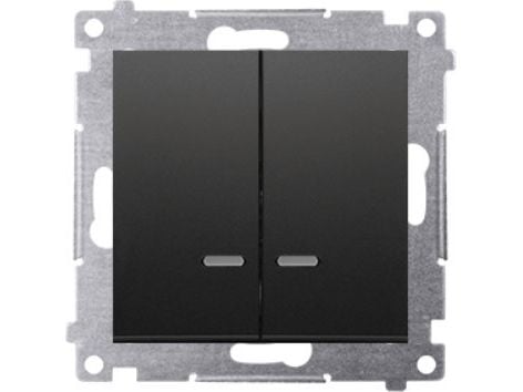 Simon 54 strömbrytare med ljuslykta och LED-belysning för IP44-version (modul) 16AX 250V skruvplint svart matt DU1W DW5ABL.01/49
