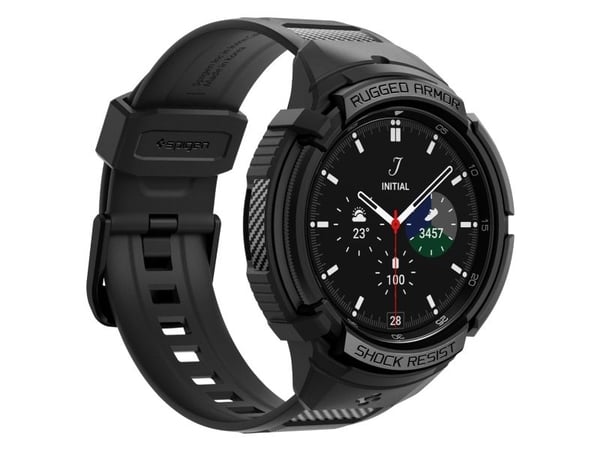 Spigen Rugged Armor Pro - Håndleddsbag for smartarmåndsur - robust - termoplast-polyuretan (TPU) - svart - for Samsung Galaxy Watch6