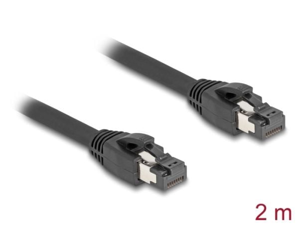 Delock - Nettverkskabel - RJ-45 (hann) til RJ-45 (hann) - 2 m - 7.5 mm - SFTP, PiMF - CAT 8.1 - halogenfri, uten hindringer, up to 40 Gbps data tra...