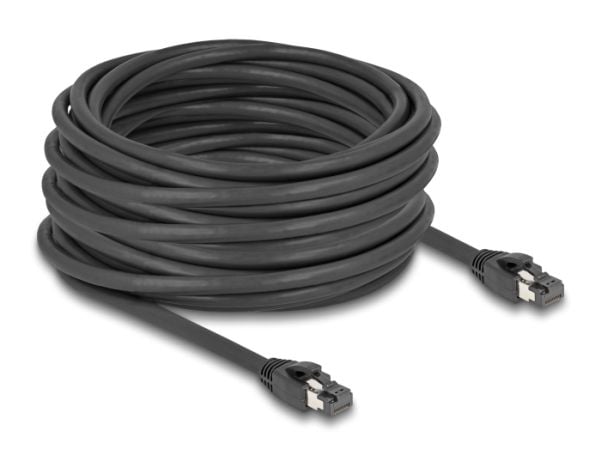 Delock - Koblingskabel - RJ-45 (hann) til RJ-45 (hann) - 15 m - 7.5 mm - SFTP, PiMF - CAT 8.1 - halogenfri, uten hindringer - svart