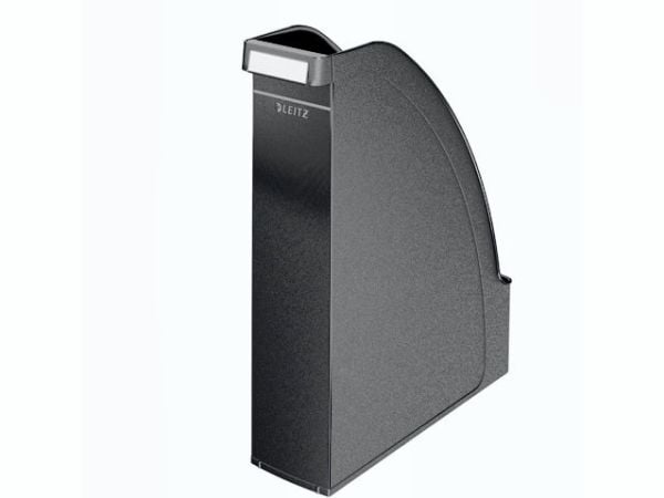 LEITZ-lehtikansio Plus, DIN A4, polystyreeni, musta Tilavuus: 70 mm, upotettu kahva, korkea etuosa (2476-00-95)