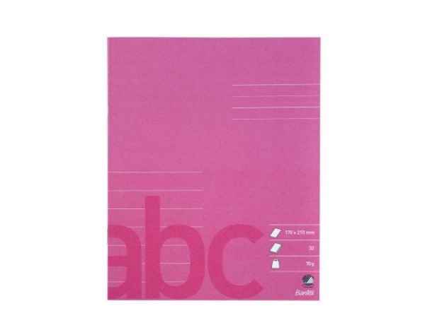Skrivehæfte Bantex, 17 x 21 cm, 1/2 blank, 1/2 linjeret (14,5 mm), pink, 20 stk.
