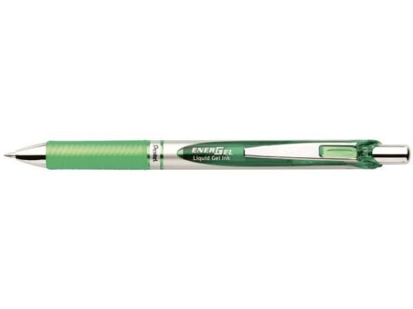 Pentel EnerGel Xm, Uttrekkbar gelépenn, Grønn, Grønn, Sølv, Plast, Gummi, 0,35 mm, Rund