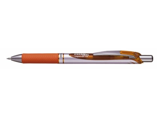 Pentel EnerGel Xm, Uttrekkbar gelépenn, Oransje, Sølv, Oransje, Plast, Gummi, Rund, 0,35 mm