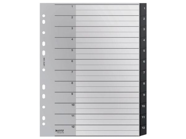 Leitz Recycle - Avdelare - 12 delar - förtryckt: 1-12 - extra wide - tabbad - svart