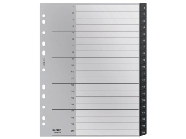Leitz Recycle - Avdelare - 20 delar - förtryckt: 1-20 - extra wide - tabbad - svart