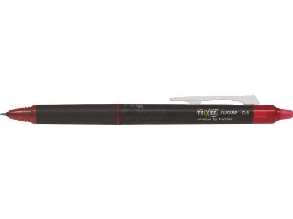 Pilot FriXion Point Clicker, Sisäänvedettävä geelikynä, Punainen, Musta, Punainen, Hienojakoinen, 0,25 mm, 0,5 mm