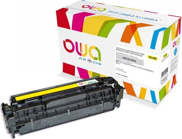 OWA Armor K15582 - Keltainen - Kunnostettu - Värikasetti (vaihtoehto: HP 305A) - LaserJet Pro 300 color M351a, 300 color MFP M375nw, 400 color M451...
