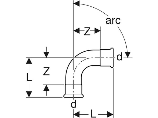 Geberit 60104, 90°, 47 mm, 26 mm