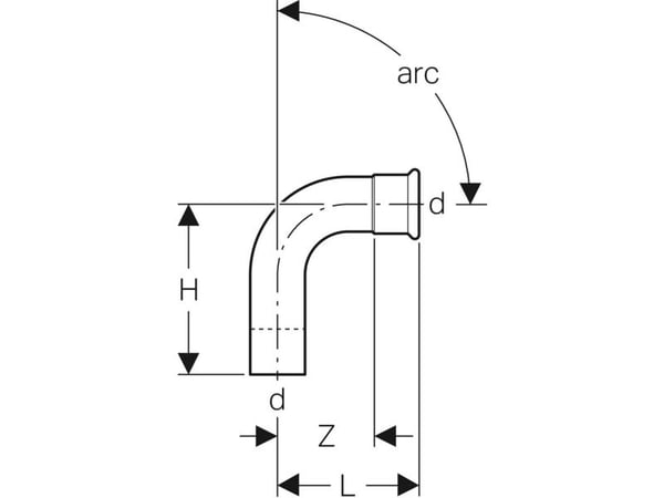 Geberit 60304, 90°, 47 mm, 26 mm, 60 mm