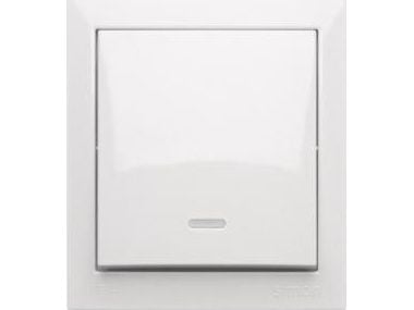 Simon Aquaclick-painike valaistuksella ilman kuvamerkkiä, 10 AX, 250 V, ruuviliittimet valkoinen ACP1L/11