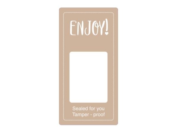 MetoSecure-forseglingsetiketter Enjoy! 50x100 mm forseglingsetikett for sikker lukking av emballasje (30011966)