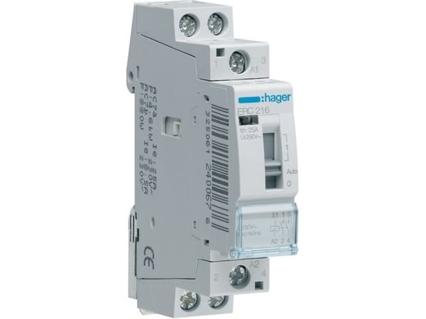 Hager ERC216 asennusrele 16 A, 2 NO, 230 V, 1 moduuli