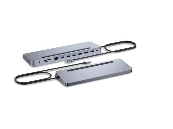 i-tec C31FLAT2PDPRO, Ledningsført, USB 3.2 Gen 1 (3.1 Gen 1) Type-C, 100 W, 10,100,1000 Mbit/s, Sølv, MicroSD (TransFlash), SD