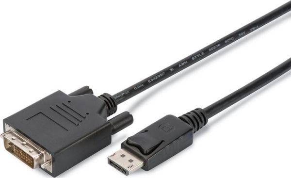 ASSMANN - Adapterkabel - DisplayPort (hann) til DVI-D (hann) - 2 m - 1080p-støtte - svart (en pakke 10)