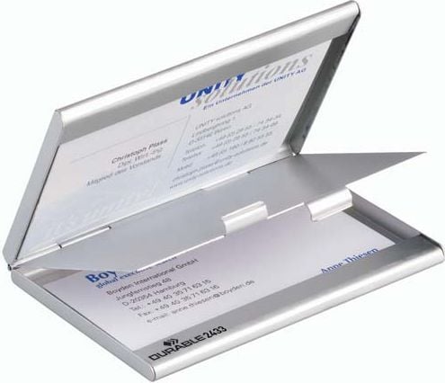 DURABLE Business Card Holder/Case DUO - Visittkortboks - aluminium - sølv