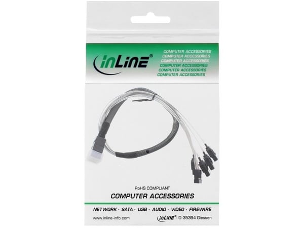 InLine 27630B, 1 m, SATA, 4 x SATA, Sort, 50 g, 15 x 1000 x 14 mm