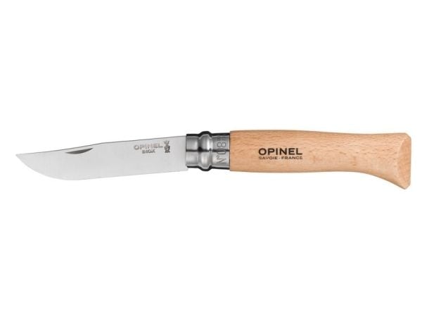 Opinel Tradition N°08 - Sammenleggbar kniv - 8.5 cm - small dark dashes, lysegul til rosa håndtak