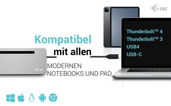i-tec C31FLAT2PDPRO, Ledningsført, USB 3.2 Gen 1 (3.1 Gen 1) Type-C, 100 W, 10,100,1000 Mbit/s, Sølv, MicroSD (TransFlash), SD