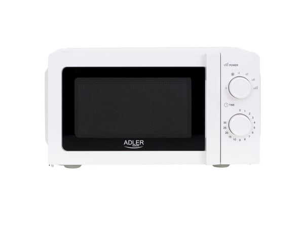 Adler AD 6205, Benkeplate, Solo mikrobølge ovn, 20 l, 700 W, Rotasjon, Hvit