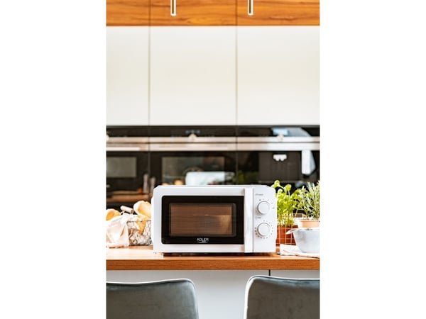 Adler AD 6205, Benkeplate, Solo mikrobølge ovn, 20 l, 700 W, Rotasjon, Hvit