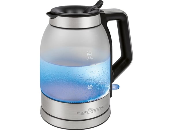 ProfiCook PC-WK 1215 G, 1,7 L, 2200 W, Transparent, Glass, Rustfritt stål, Vannmåler