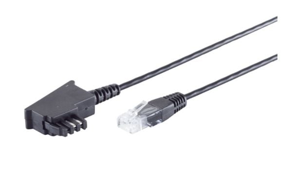S/CONN 12-09155, 1,5 m, TAE-F, RJ-45, Sort, Hankjønn, Hankjønn