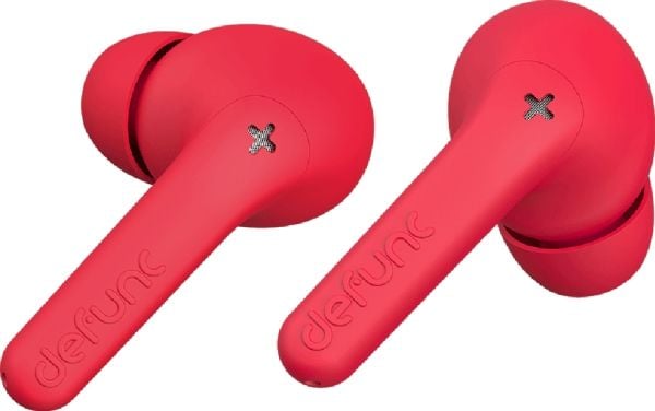 DeFunc TRUE AUDIO - True wireless-hodetelefoner med mikrofon - i øret - Bluetooth - rød
