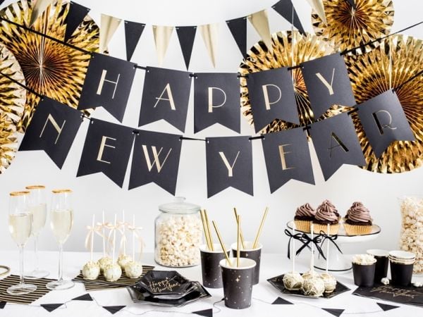 PartyDeco TPP28-010, Plate, Hexagon, Papir, Sort, Mønster, 6 stykker