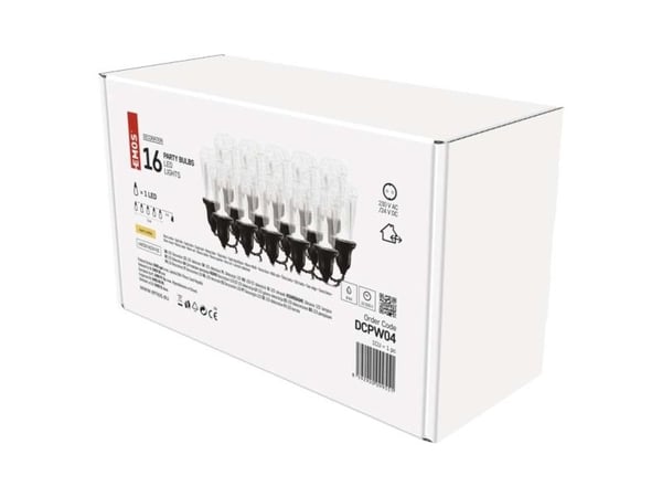Emos DCPW04, 16 lamper, LED, Varm hvit, 10000 timer, Inne/Ute, Sort