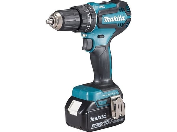 Makita DHP485RF3J - Vasaraporakone - akkuporakone - 2-nopeuksinen - avaimeton poranterä 13 mm - 50 N-m - 3 akkua, mukana laturi - 18 V