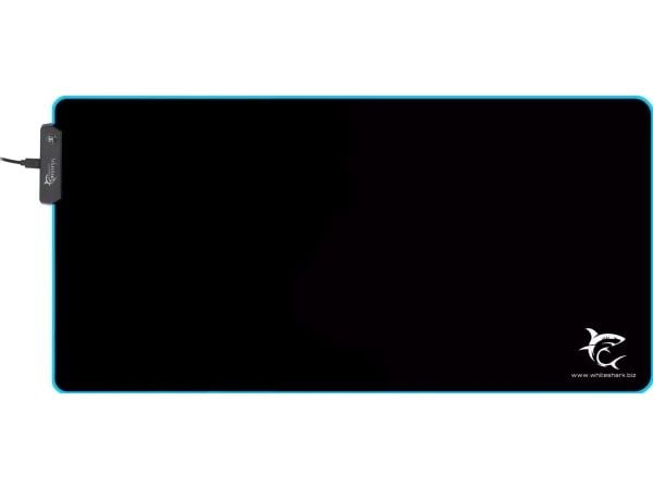 White Shark Luminous XL, Sort, Monokromatisk, Skum, Gummi, USB-strøm, Antiskliunderlag, Musematte til gaming