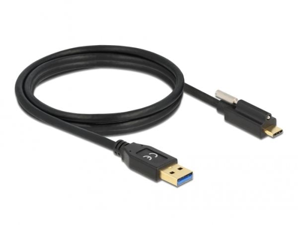 Delock - USB-kabel - USB-type A (hann) til 24 pin USB-C (hann) skrubar - USB 3.2 Gen 1 - 3 A - 1.5 m - svart
