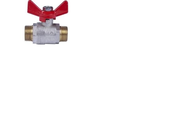 PETTINAROLI Kuglehane 3/4" nippel/nippel kompaktmodel med rødt T-greb
