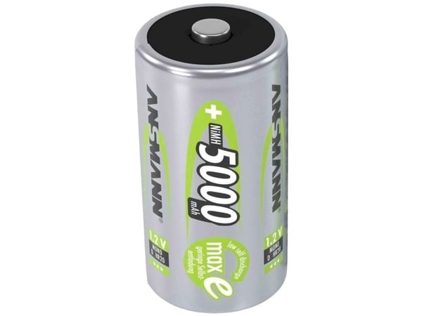 Ansmann Akku NiMH Mono/D 5000 mAh, D / HR20, Nikkelmetallhydrid (NiMH), 1,2 V, 5000 mAh, Sølv
