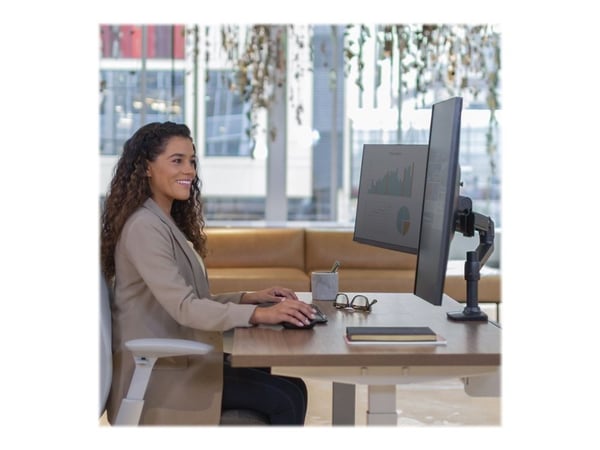 Ergotron LX - Monteringssett (leddarm, utvidelse, sokkel, 2-dels skrivebordslampe, dobbeltdisplaybue, 2 svingtapper, 8"-stang) - for 2 LCD-skjermer...