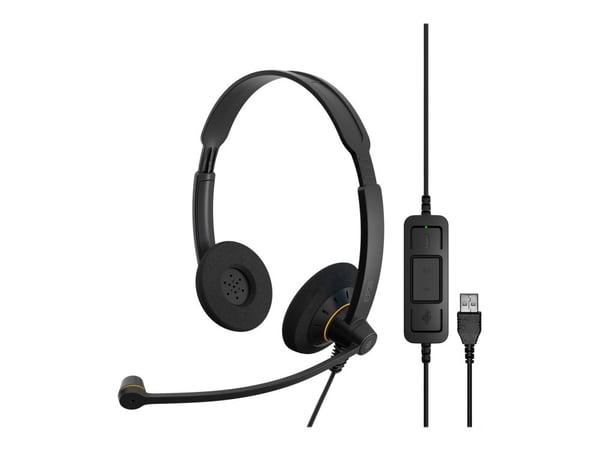 EPOS IMPACT SC 60 USB ML - Hodesett - on-ear - kablet - USB - svart med oransje fargefremhevinger