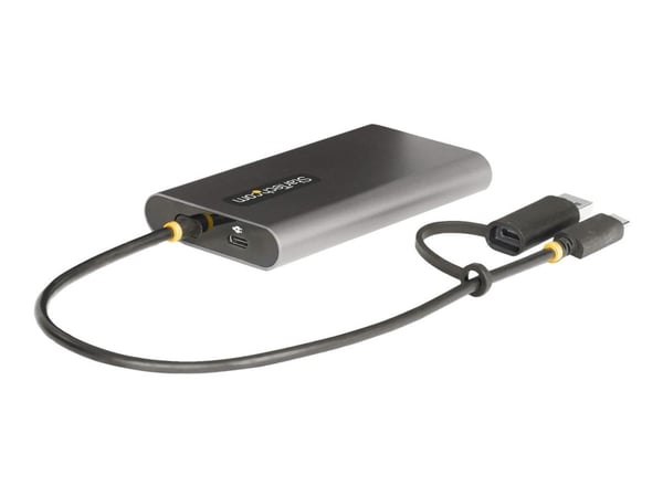 Startech USB-C to Dual-HDMI Adapter, USB-C or A to 2x HDMI, 4K 60Hz, 100W PD Pass-Through, 1ft (30cm) Built-in Cable, External Video Graphics Adapt...