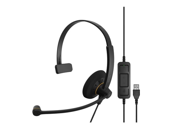 EPOS IMPACT SC 30 USB ML - Hodesett - on-ear - kablet - USB - svart med oransje fargefremhevinger