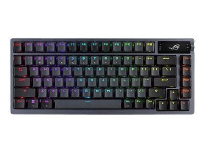 ASUS ROG Azoth - Tangentbord - 75 % med hot-swap - med OLED-display - backlit - trådlös - USB, 2.4 GHz, Bluetooth 5.1 - tangentbrytare: ROG NX - gu...