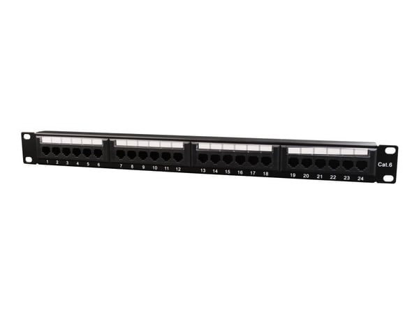 Gembird NPP-C624CM-001 - Patchpanel med kabelstyring - CAT 6 - svart - 1U - 19" - 24 porter
