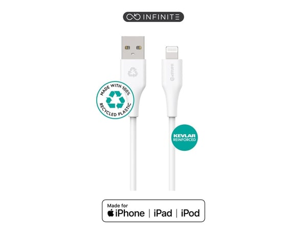 eSTUFF INFINITE Super Soft, 2 m, Lightning, USB A, Uros, Uros, Valkoinen