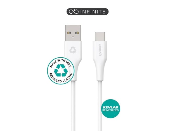 eSTUFF ES605270-BULK, 1 m, USB C, USB A, USB 2.0, 480 Mbit/s, Valkoinen