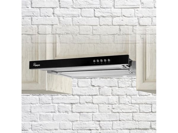 Akpo WK-7 Light Glass, 220 m³/t, Ducted/Resirkulerende, 52 dB, 60 dB, Bygd under, Sort, Rustfritt stål