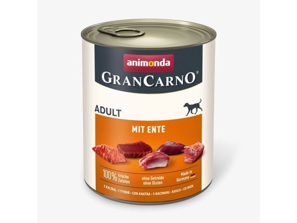 animonda GranCarno 82804, Voksen, Alle hunderaser, And, 800 g, Sukkerfri, Soya fri