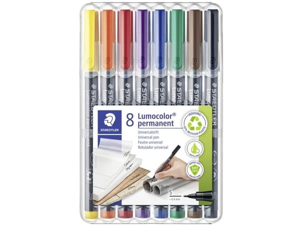 Staedtler 313 WP8, Sort, Blå, Brun, Grønn, Oransje, Rød, Fiolett, Gult, Sort, Polypropylen (PP), 0,4 mm, 1 stykker