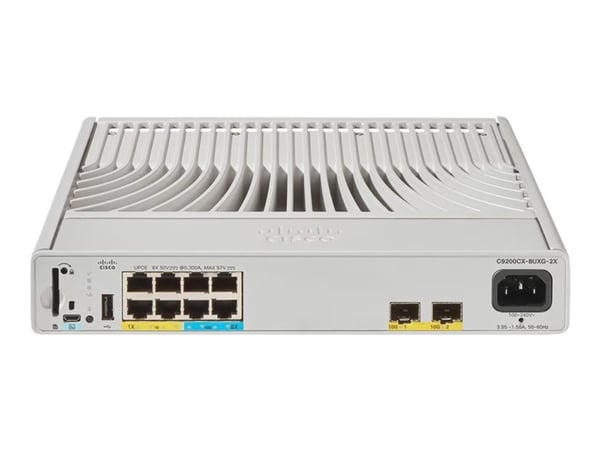 Cisco Catalyst C9200CX-8UXG-2X-A, Hallittu, L2/L3, Täysin kaksipuolinen, Power over Ethernet -tuki, Telineasennus