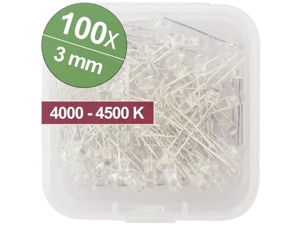 Quadrios LED-sortiment Naturhvid 3 mm 20 mA 3,0 V