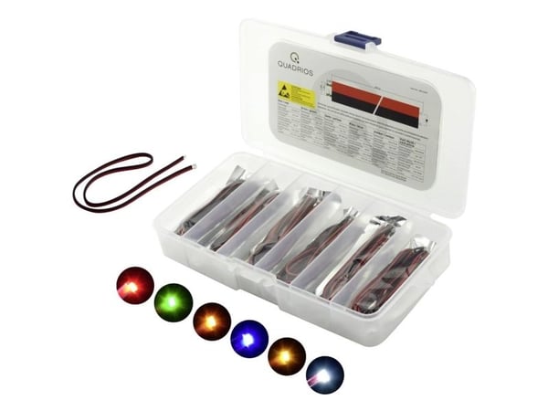 Quadrios LED-sortiment rød, grønn, gul, blå, hvit, bernstein 20 mA 3,0 V (1801O007)